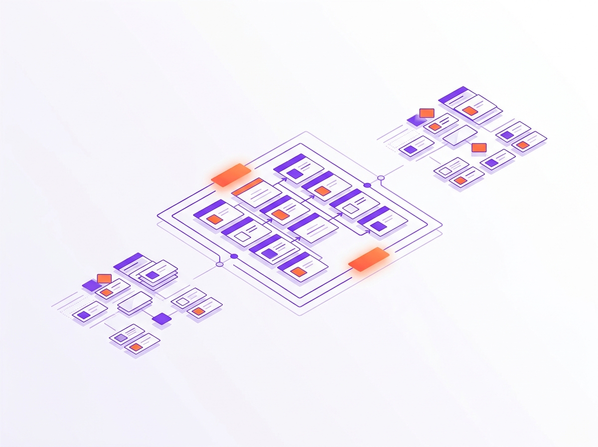 Log entries sorted into groups by workflow step, with the largest group highlighted