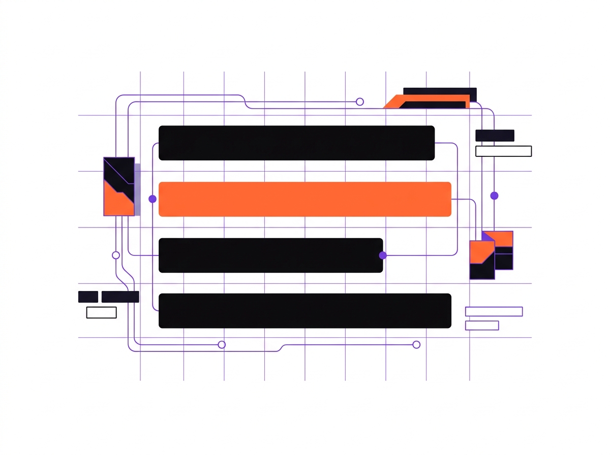 Four stacked bars of different lengths on a scoring grid, one bar highlighted in orange to show the highest-scoring workflow