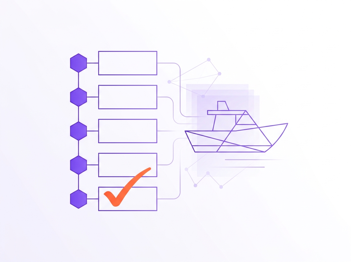 Illustration of a short checklist beside a small boat silhouette