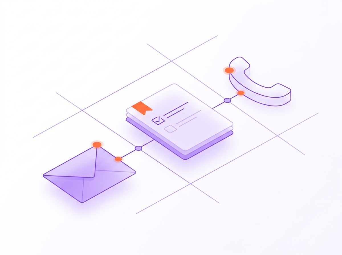 Simple flow showing a past-client reply moving from an email to a CRM task to an agent phone call