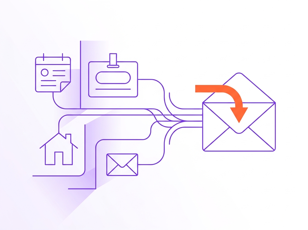 Diagram of CRM fields feeding a single anniversary email with a closing date trigger