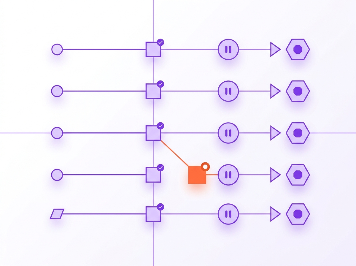 Illustration of a weekly review request worklist with rows marked approved, held and blocked