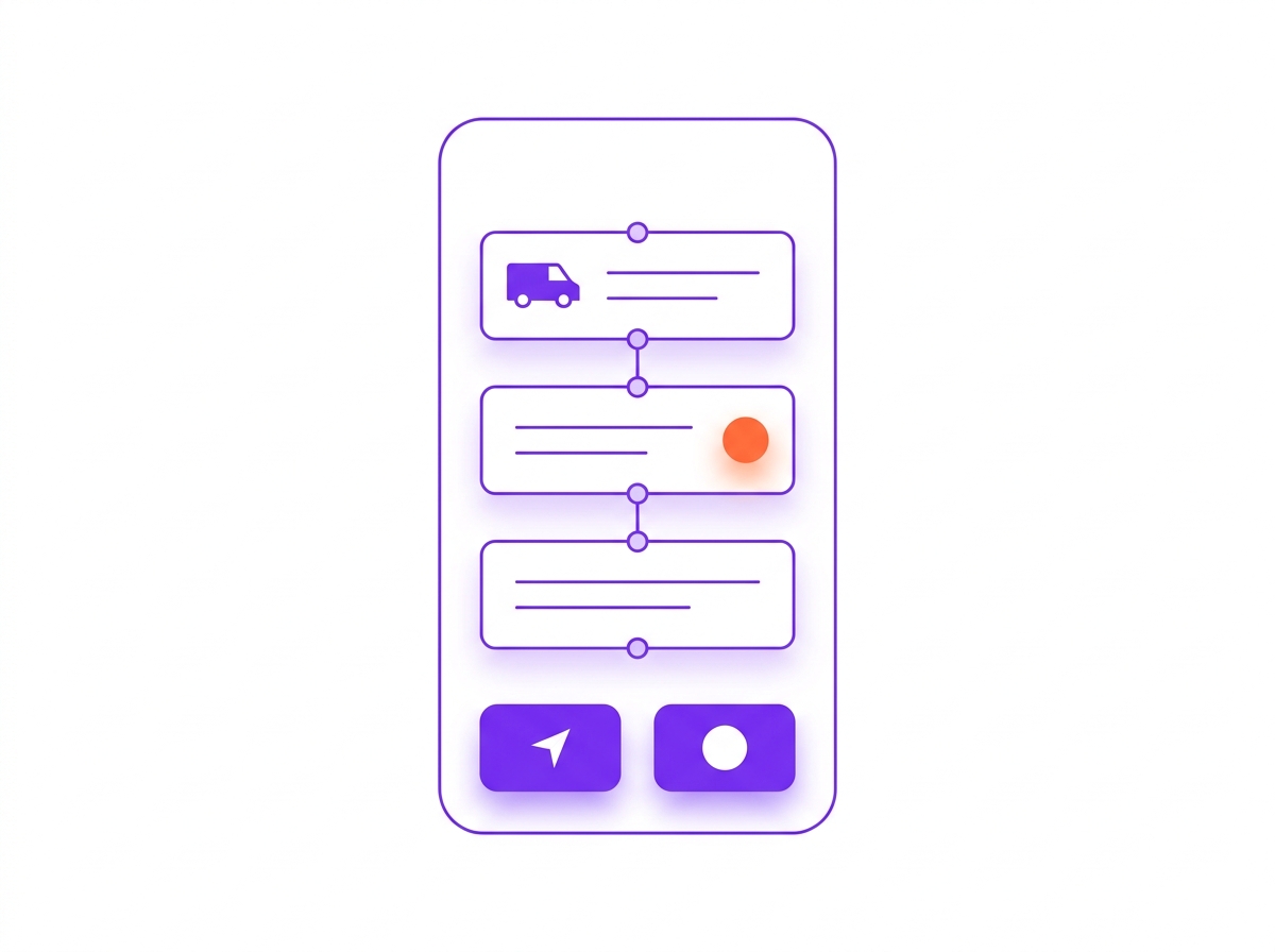 Driver's phone showing a route list of florist delivery stops with Start and Delivered buttons