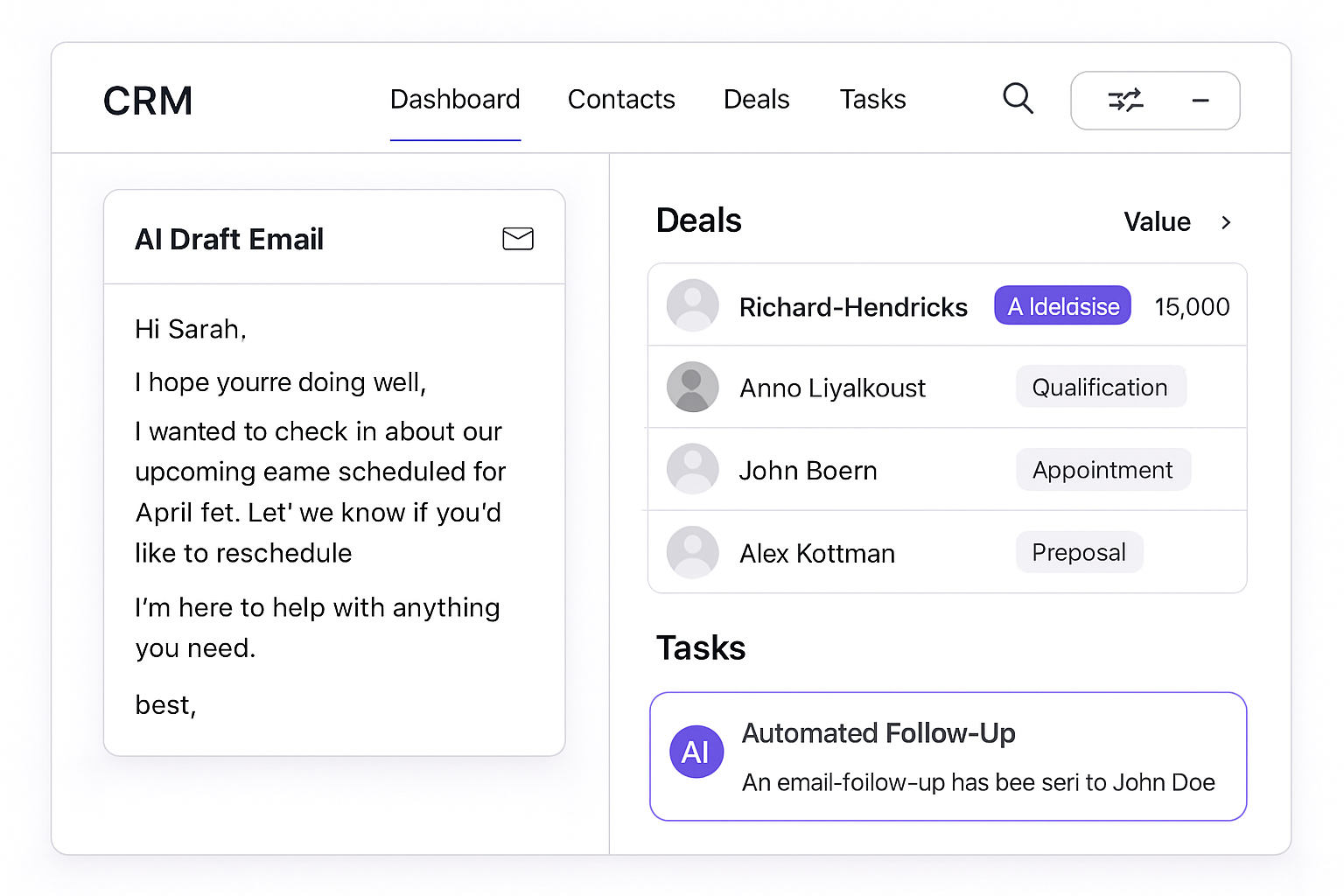 Custom CRM with AI Features — Automated Email Drafts, Lead Scoring, and Smart Notifications