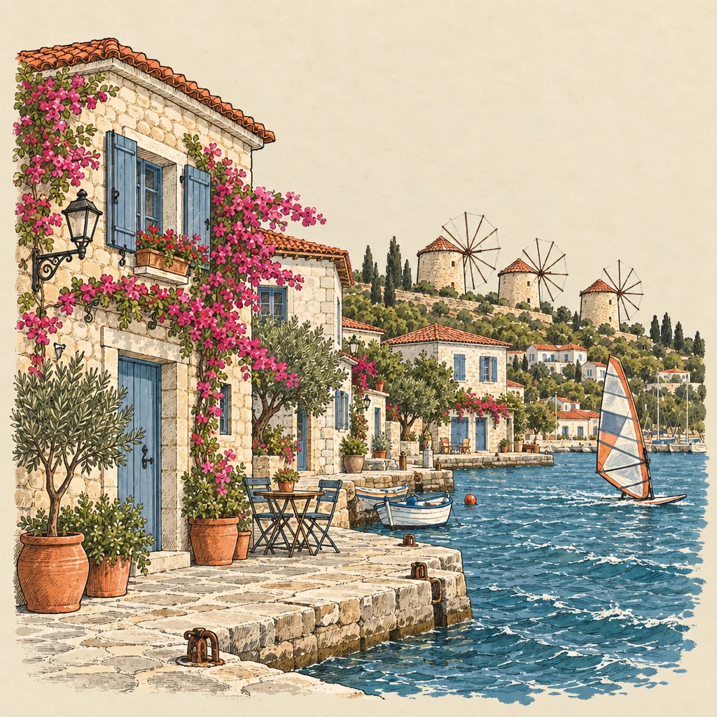 Alaçatı — Beach towns illustration from the Suzy Talks Turkey encyclopedia