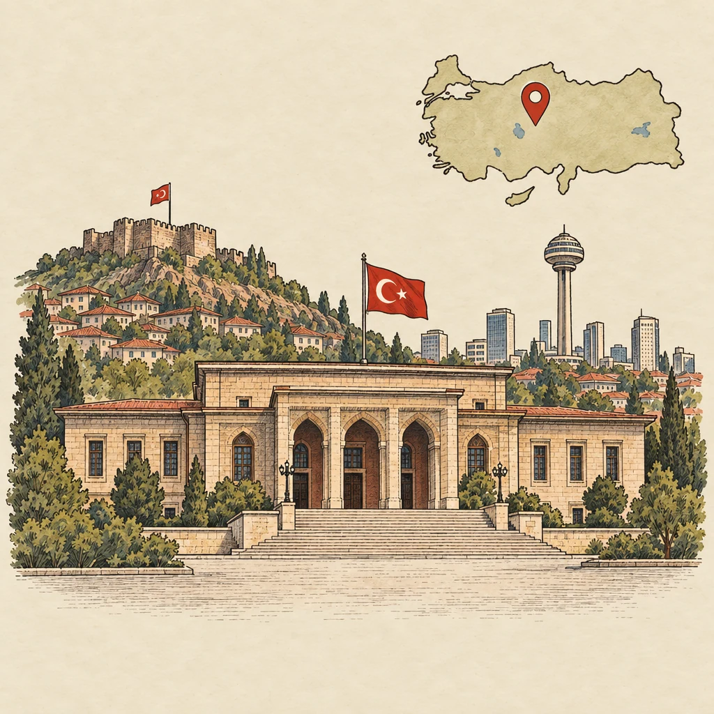 Ankara'nın başkent oluşu — Historical dates illustration from the Suzy Talks Turkey encyclopedia