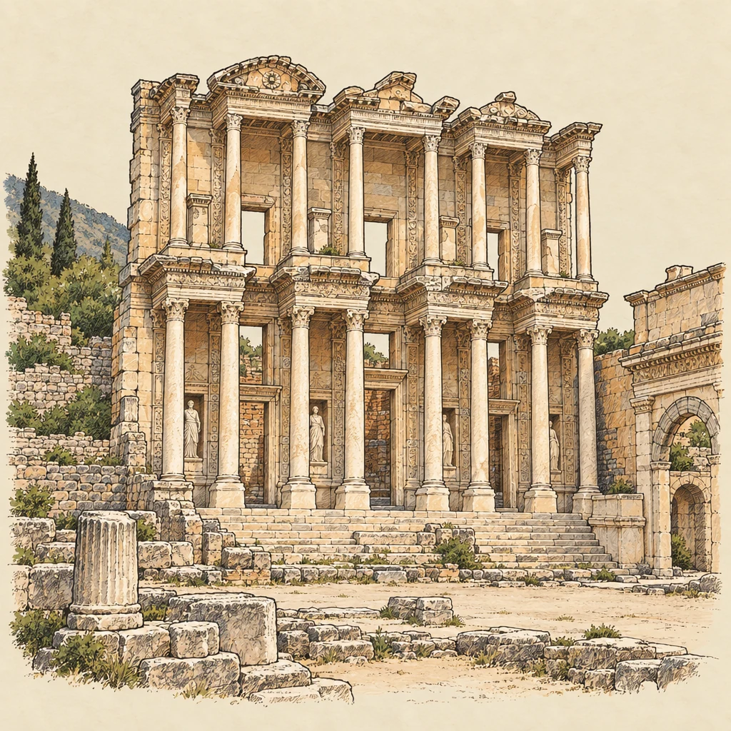 Efes — UNESCO sites illustration from the Suzy Talks Turkey encyclopedia