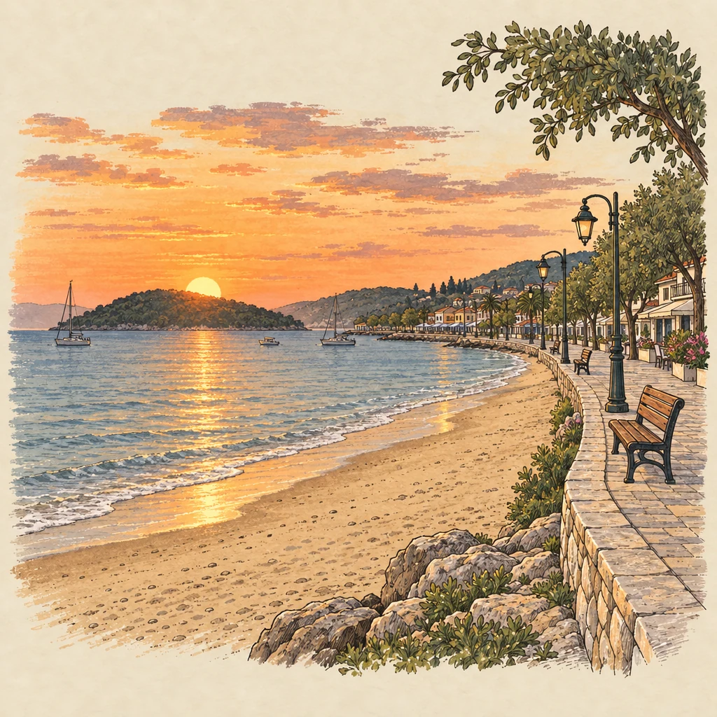 Çalış — Beach towns illustration from the Suzy Talks Turkey encyclopedia