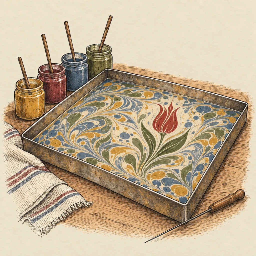 Ebru — Traditions & everyday life illustration from the Suzy Talks Turkey encyclopedia