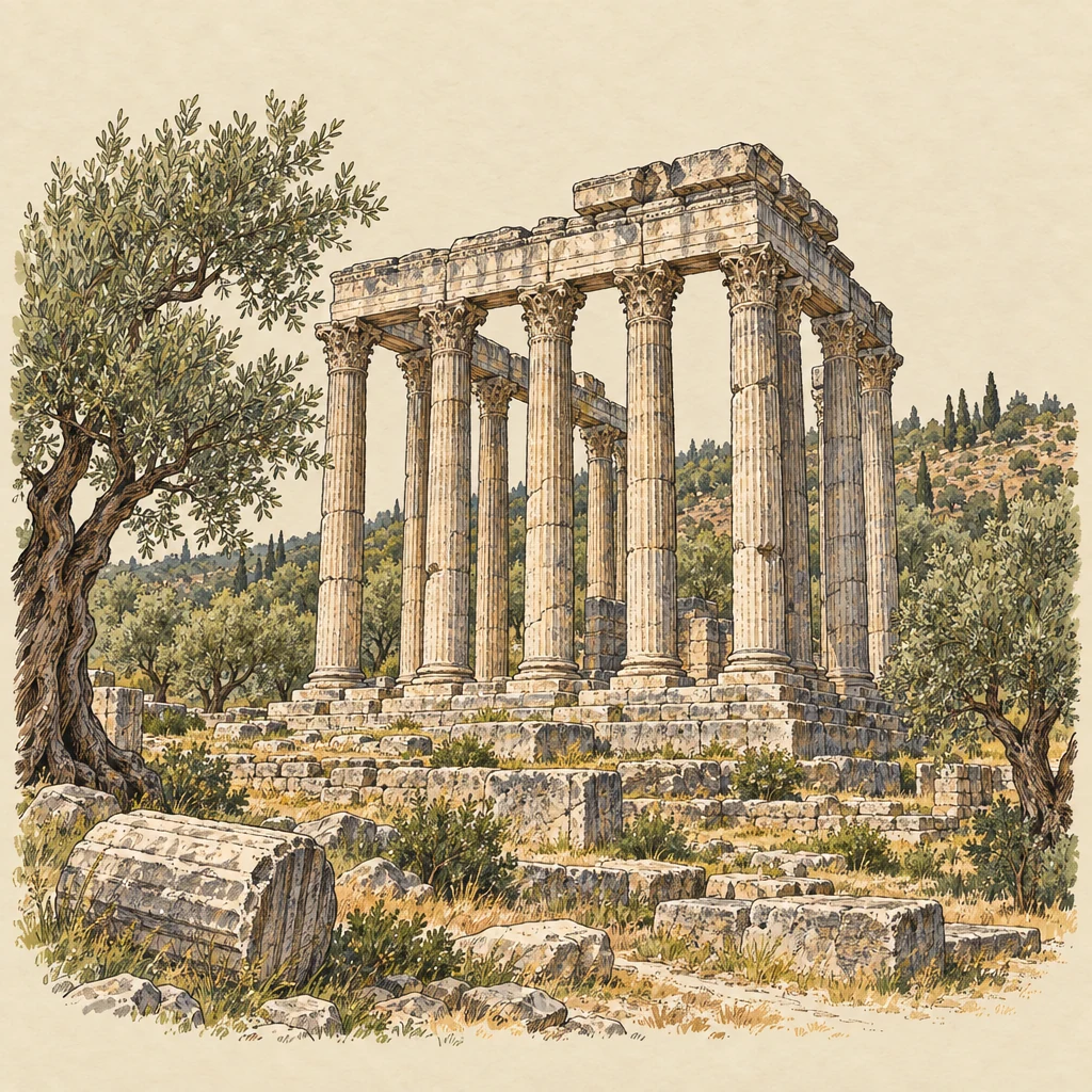 Euromos — Historic sites illustration from the Suzy Talks Turkey encyclopedia