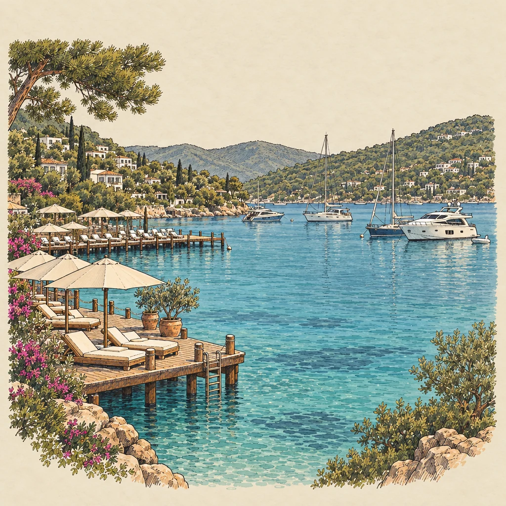 Göltürkbükü — Beach towns illustration from the Suzy Talks Turkey encyclopedia