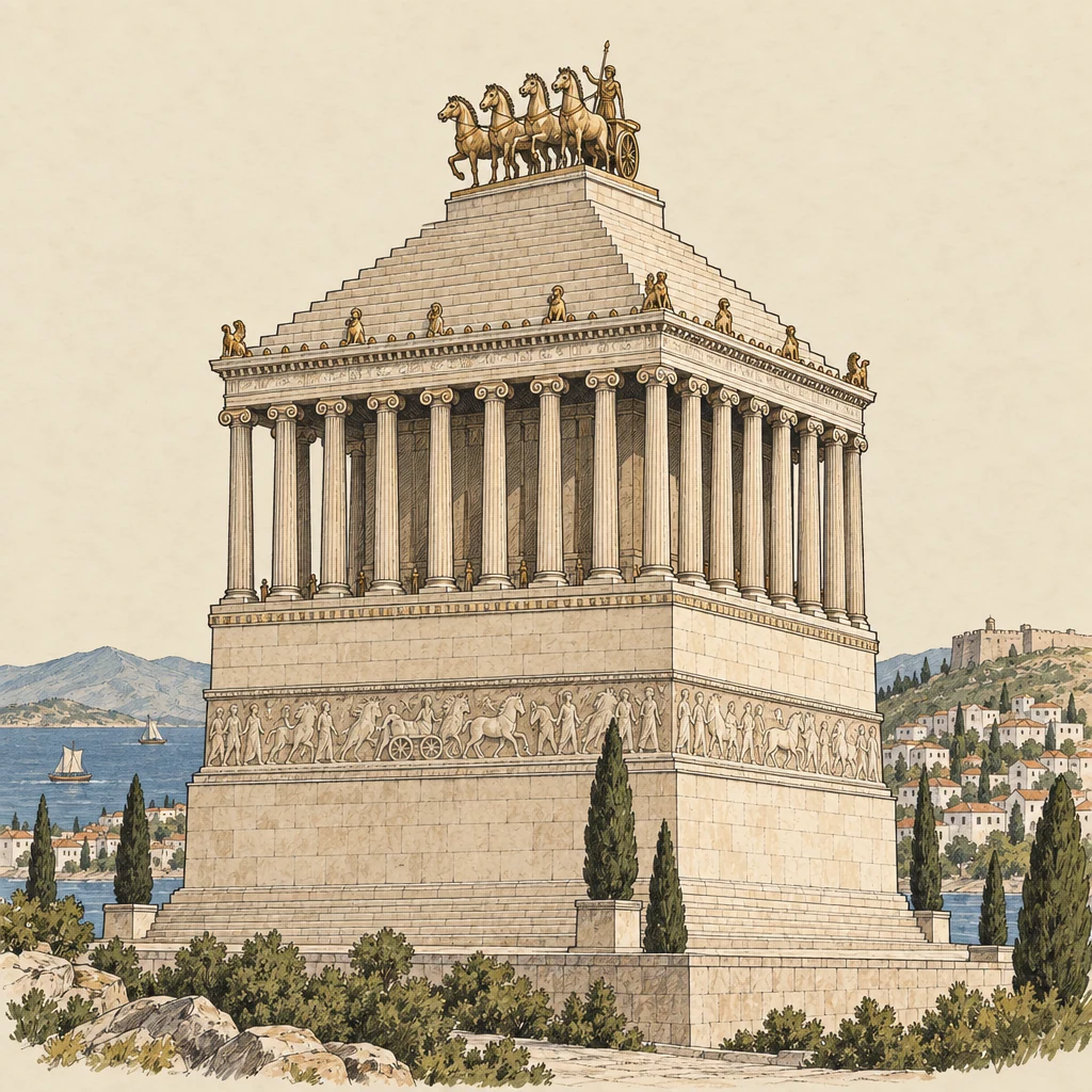 Halikarnas Mozolesi — Historic sites illustration from the Suzy Talks Turkey encyclopedia