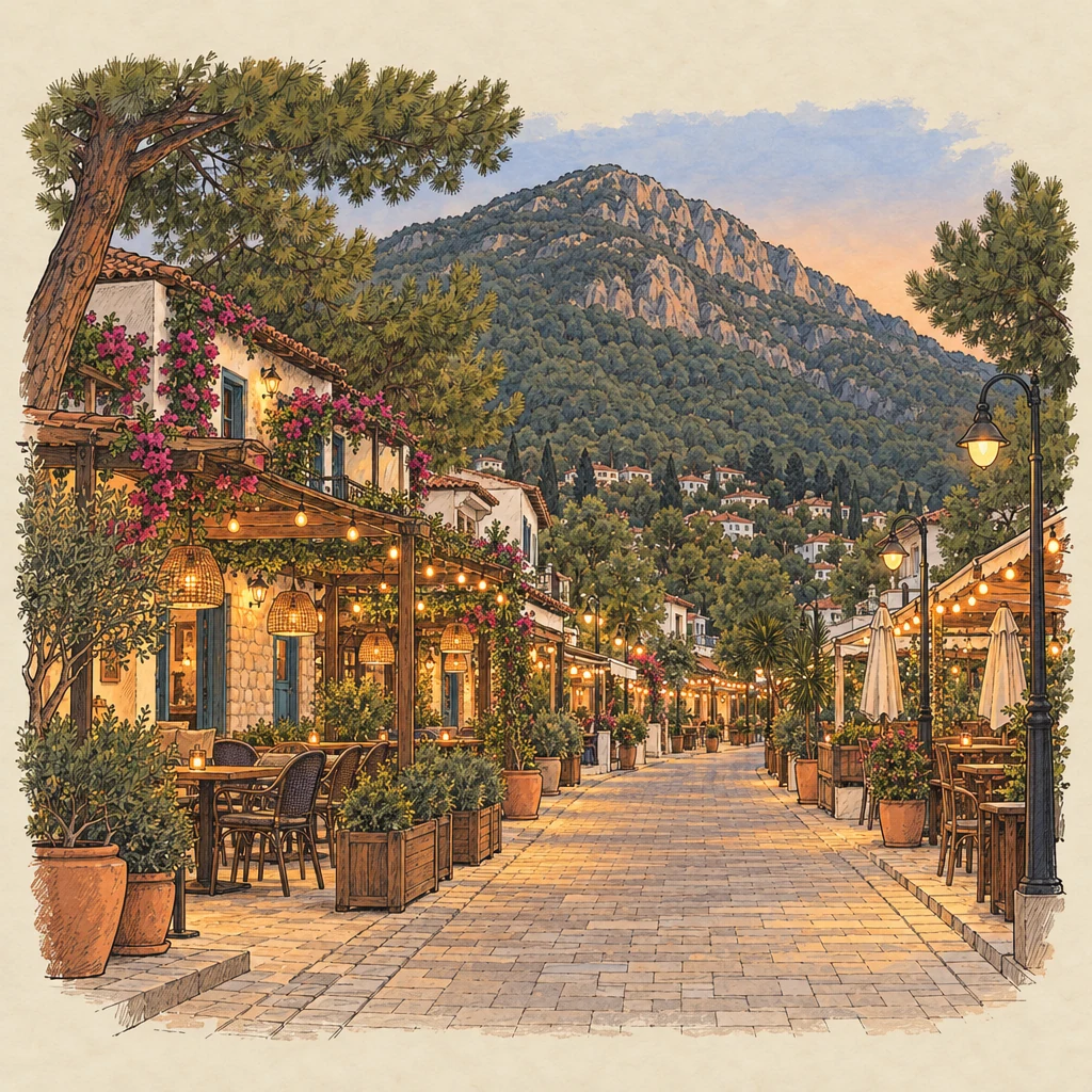 Hisarönü — Beach towns illustration from the Suzy Talks Turkey encyclopedia