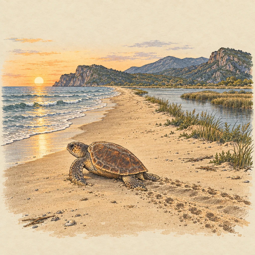 İztuzu Plajı — Nature & animals illustration from the Suzy Talks Turkey encyclopedia