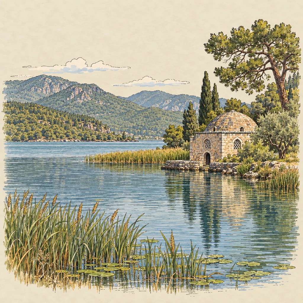 Köyceğiz Gölü — Nature & animals illustration from the Suzy Talks Turkey encyclopedia