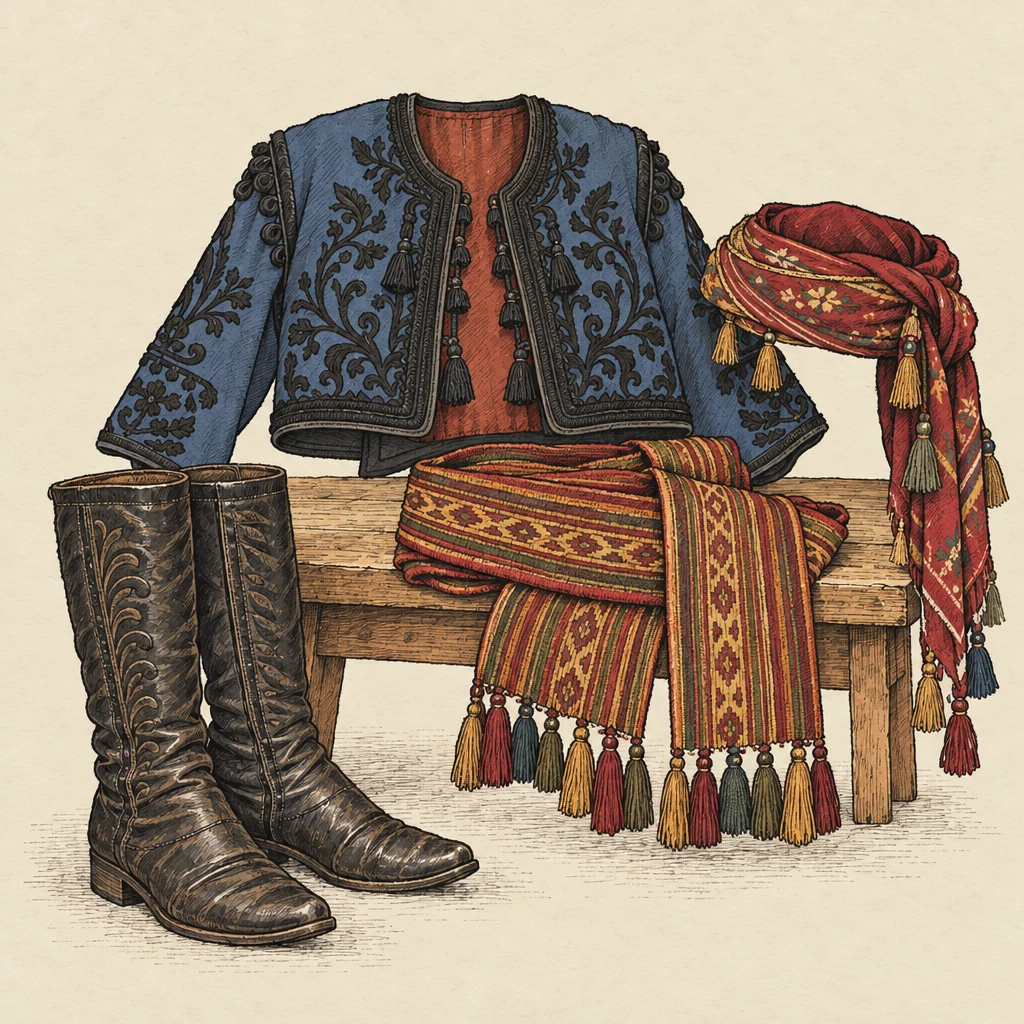 Muğla zeybeği — Traditions & everyday life illustration from the Suzy Talks Turkey encyclopedia