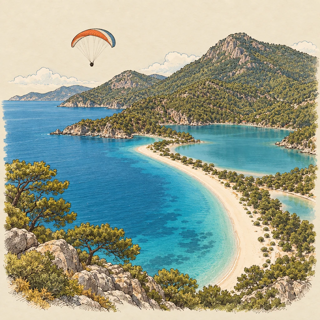 Ölüdeniz — Beach towns illustration from the Suzy Talks Turkey encyclopedia