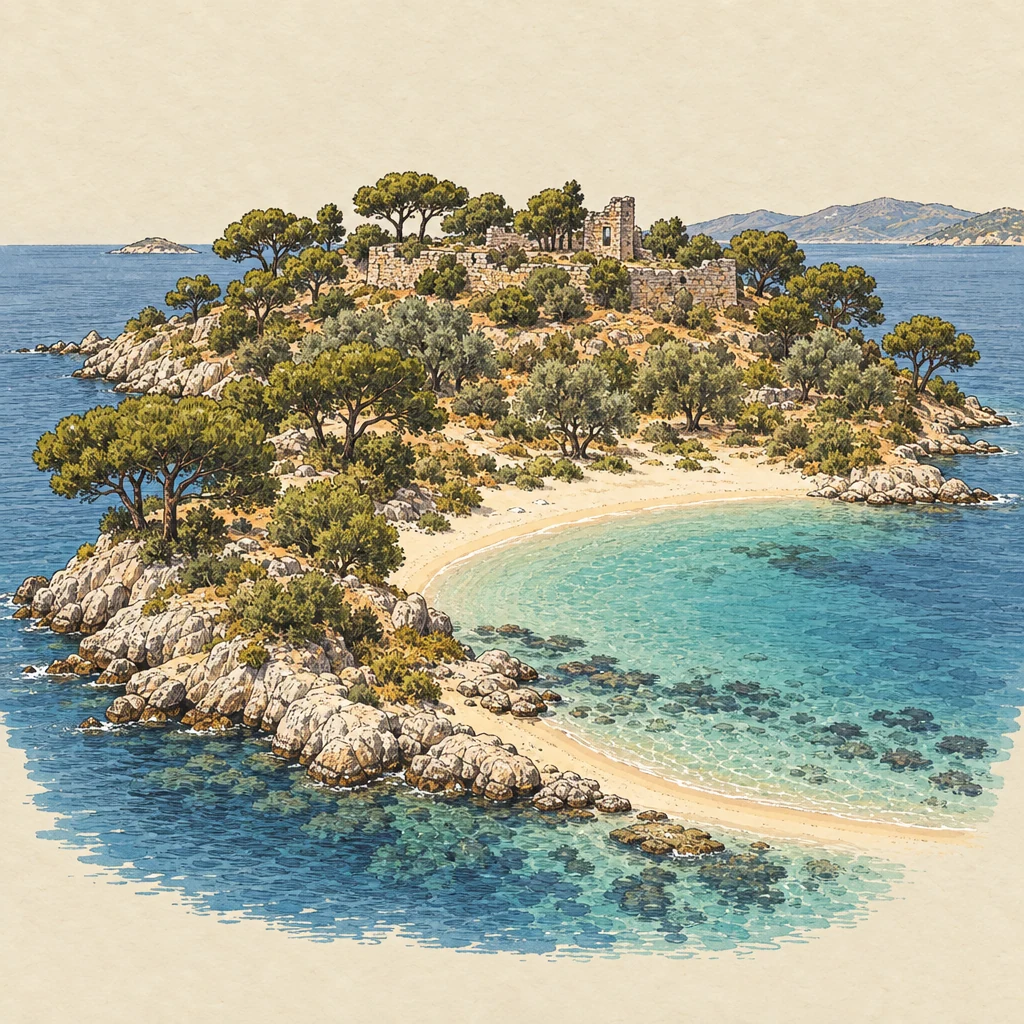Sedir Adası — Nature & animals illustration from the Suzy Talks Turkey encyclopedia