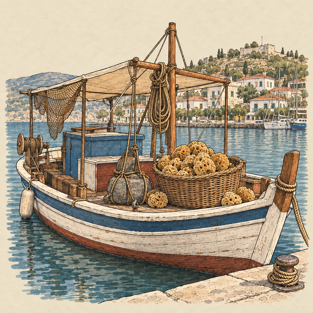 Süngercilik — Traditions & everyday life illustration from the Suzy Talks Turkey encyclopedia