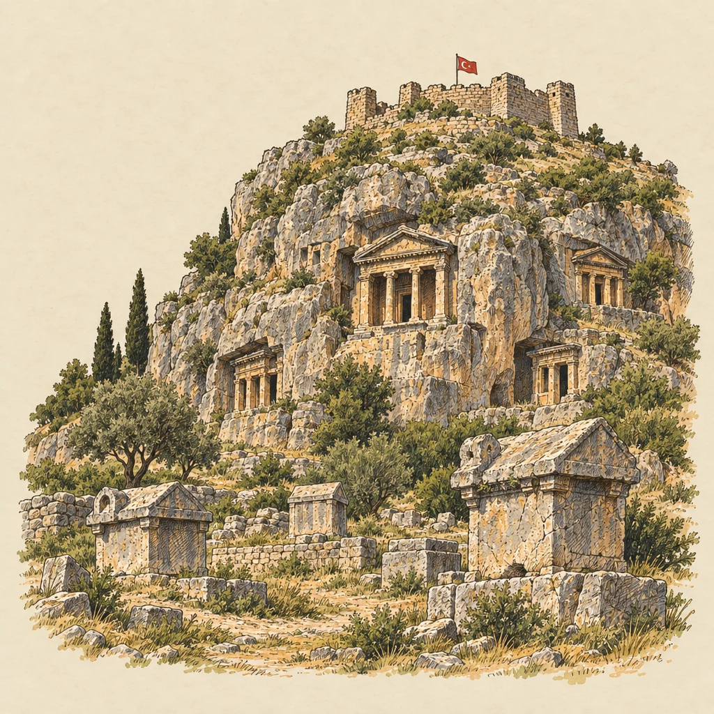 Tlos — Historic sites illustration from the Suzy Talks Turkey encyclopedia